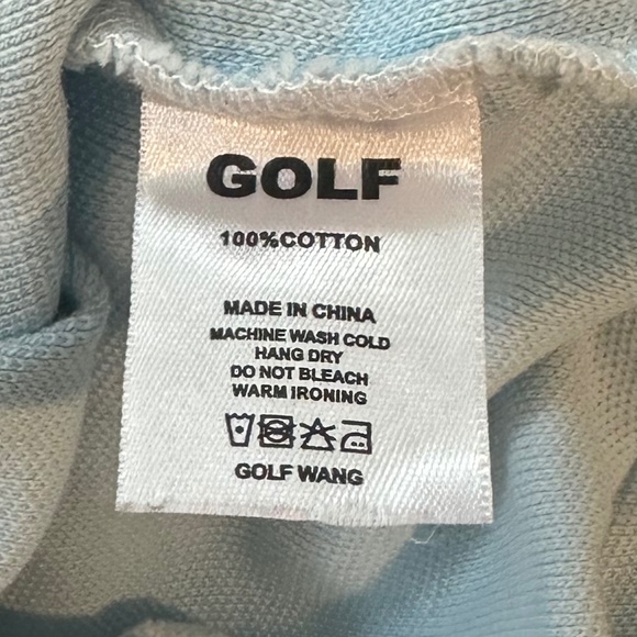 Men's GOLF WANG Navy/Sky Blue/White Ripple Knit Polo Shirt - Size XL - Picture 13 of 13